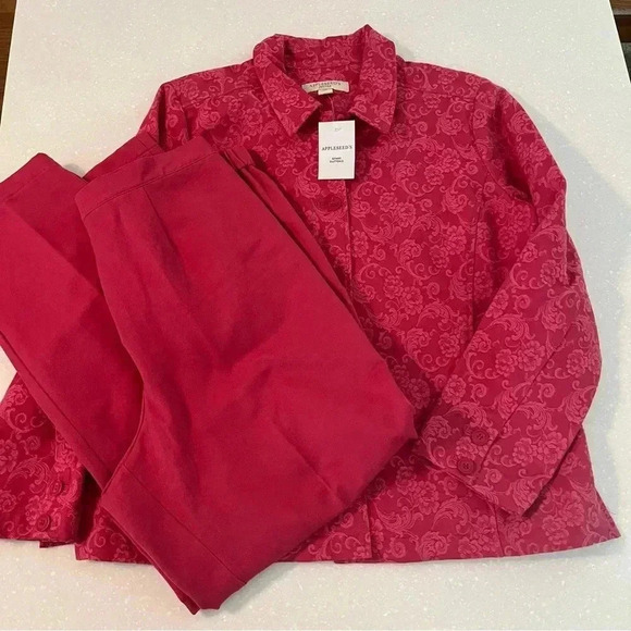 Appleseeds Jacket Pants Women’s 2 Piece Outfit Long Sleeves Pink Floral 16P - Picture 1 of 10